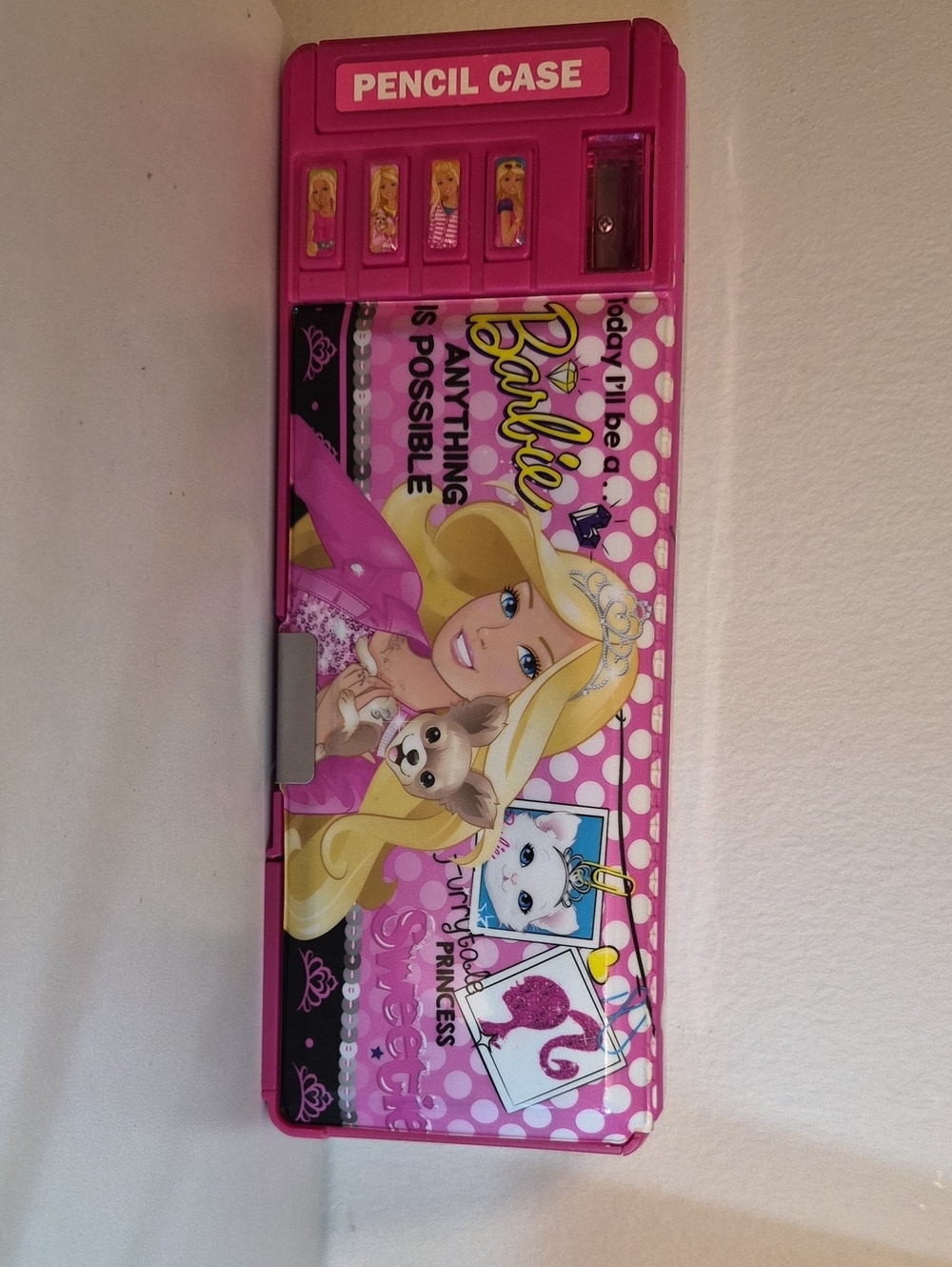 Barbie Hot Pink Polka Dot Pencil Case with Character Art